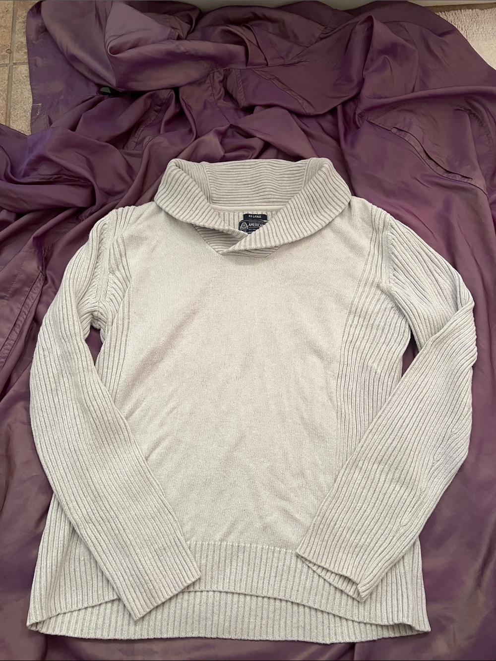 American Rag Cream Ribbed Cowl-Neck Sweater
